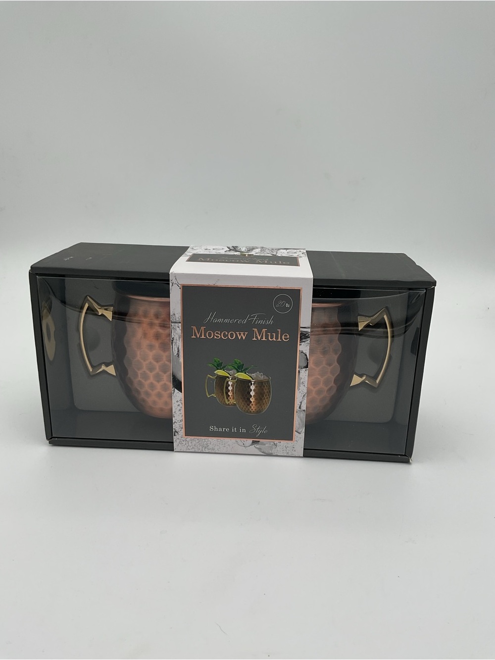 Hammered Copper Moscow Mule Mug Set with Gold Handles